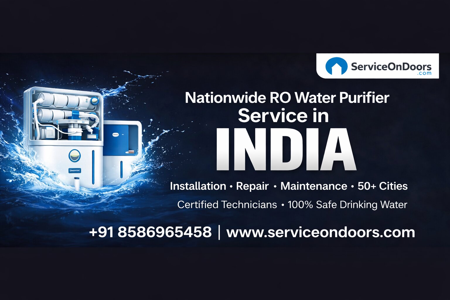 RO Water Purifier Service Across India | Expert RO Repair & Maintenance | Call: 8586965458 | ServiceOnDoors